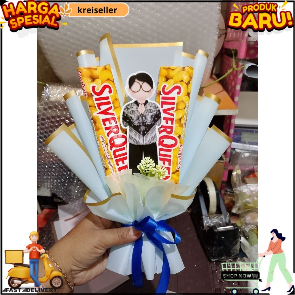 buket mini coklat Silverqueen Cadbury bucket snack mini bouquet hadiah ulang tahun hari guru wisuda 
