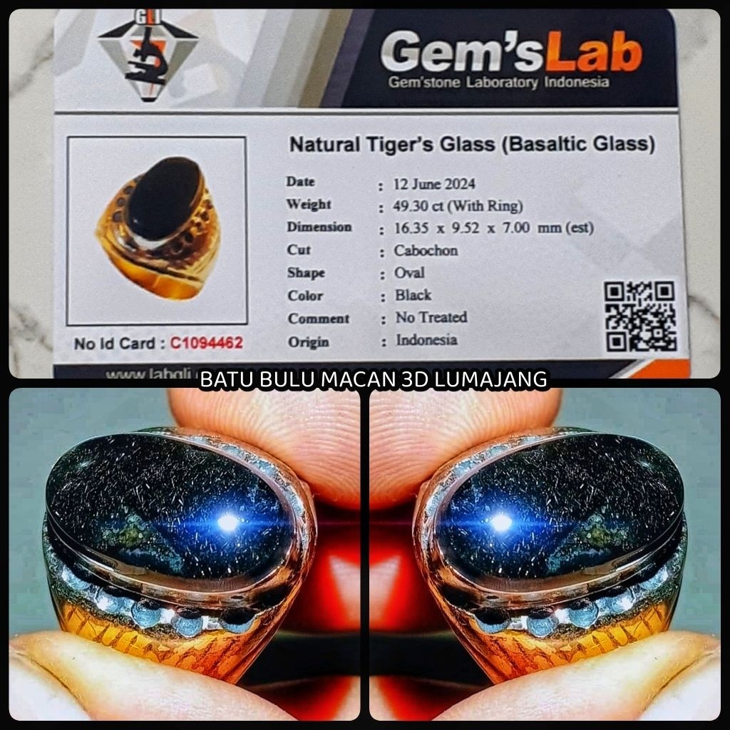 Cincin Batu Bulu Macan Basaltic 3D ASLI Lumajang Indonesia