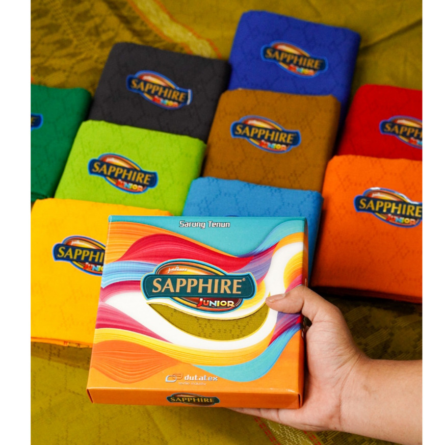 Sarung Sapphire Junior Anak Polos Hitam Putih Grosir Ecer Tenun Halus Adem Perlengkapan Muslim Dewas