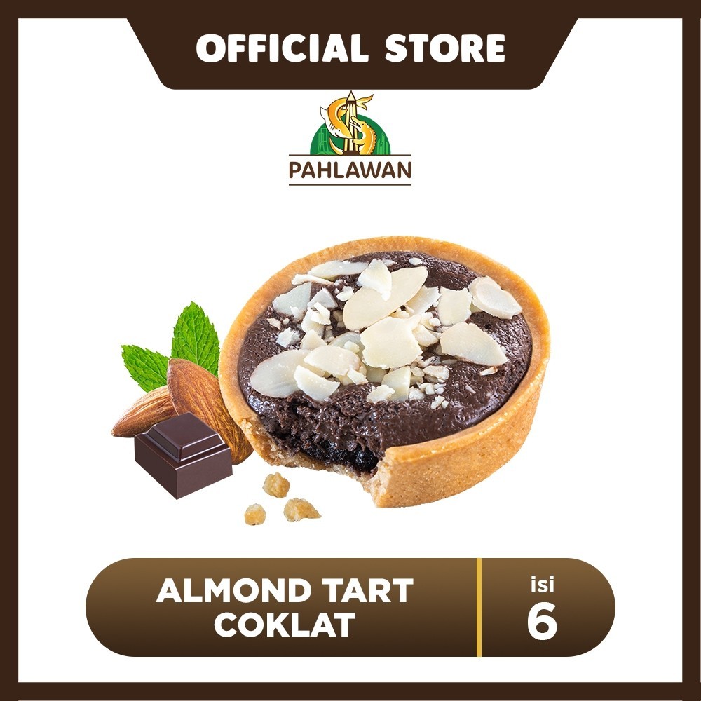 Lapis Kukus Pahlawan Almond Tart Coklat 6 Pcs-  Perpaduan Rasa Coklat Lembut dan Taburan Almond