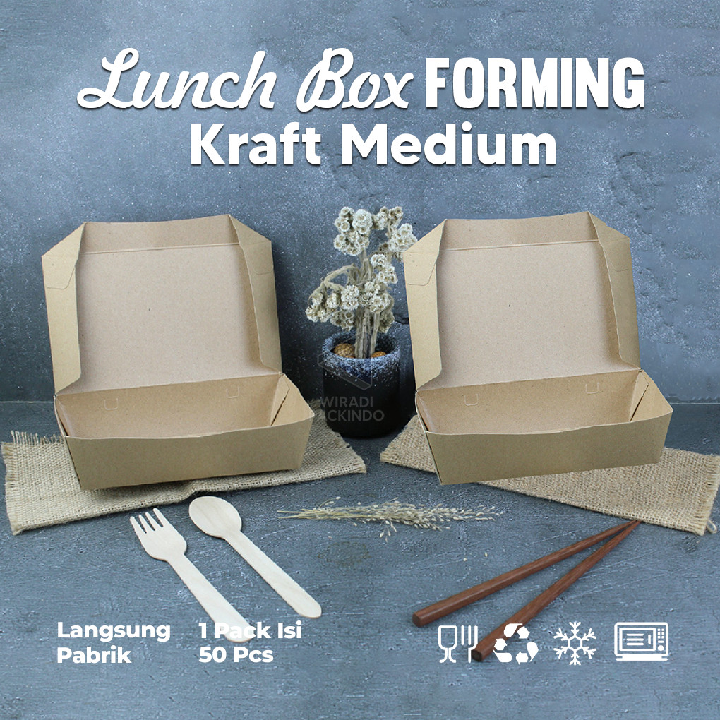 vry - LUNCH BOX PAPER UKURAN M TINGGAL PAKAI / KOTAK MAKAN / DUS NASI / KOTAK BUNGKUS NASI / KOTAK T