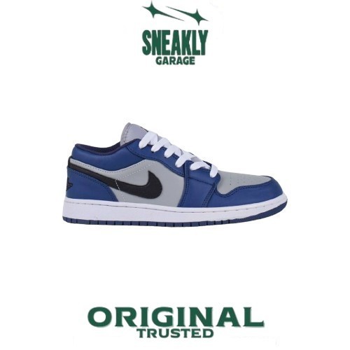 Sepatu Nike Air Jordan 1 Low Grey Navy    Sneakers Unisex