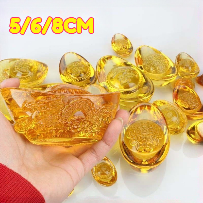 Yellow Crystal Yuan Bao Feng Shui Yuan Bao Dekorasi Yuan Bao Ornamen Feng Shui Kristal Kuning Dengan