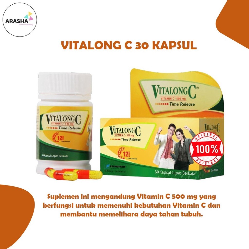 VITALONG C - Vitamin C 30 Kapsul Suplemen Daya Tahan Tubuh/Vitamin C 500 MG