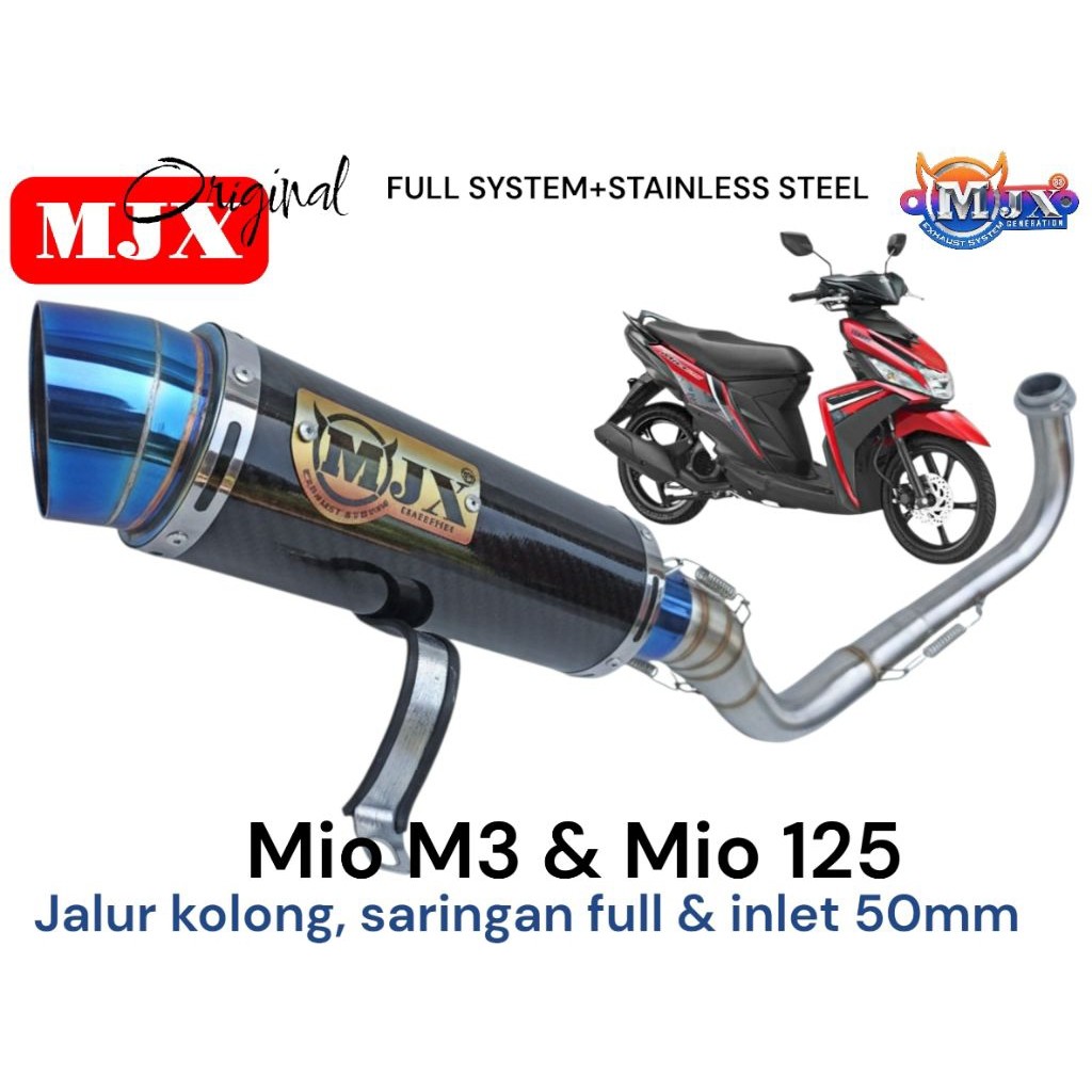knalpot racing MJX ORIGINAL inlet 50mm fullset Mio M3 ,mio 125 & X ride