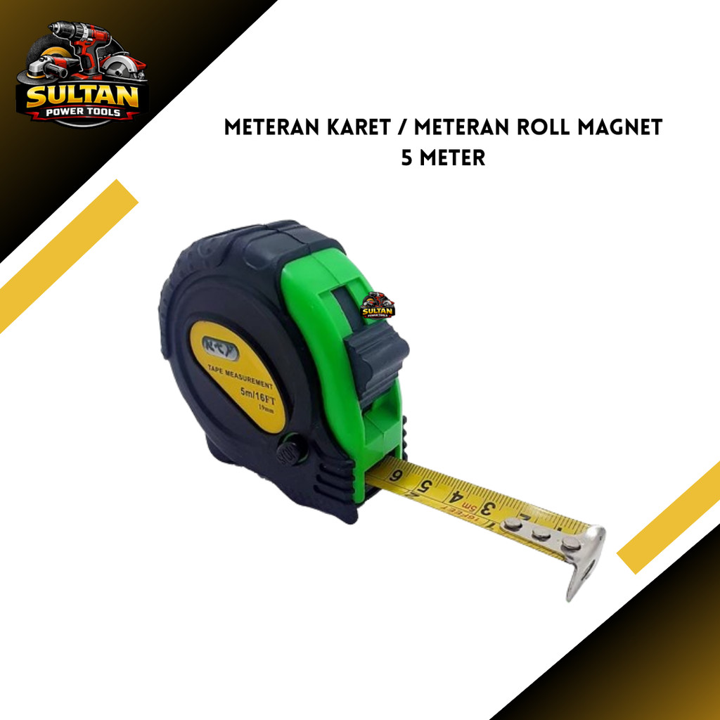 Meteran Tukang / Meteran Karet / Meteran Roll magnet 5 meter