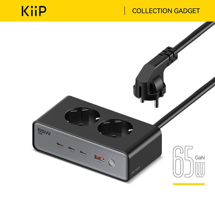 (Copper House) [SALE] KiiP C20E  Desktop Charger Fast Charging 65w Adaptor 6in1 Usb Type-c Power Sta