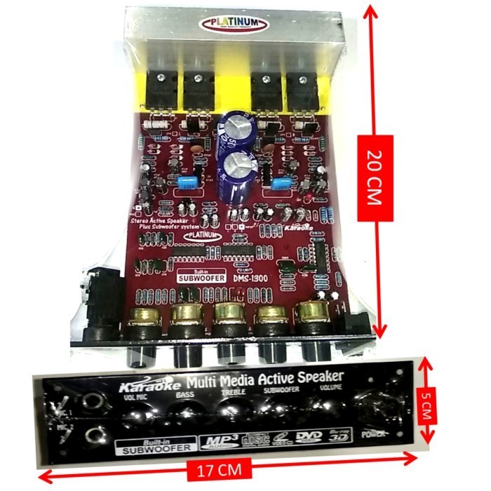 Kit MODUL Power Amplifier DMS 1300 Stereo Active + 2Mic+ Subwoofer