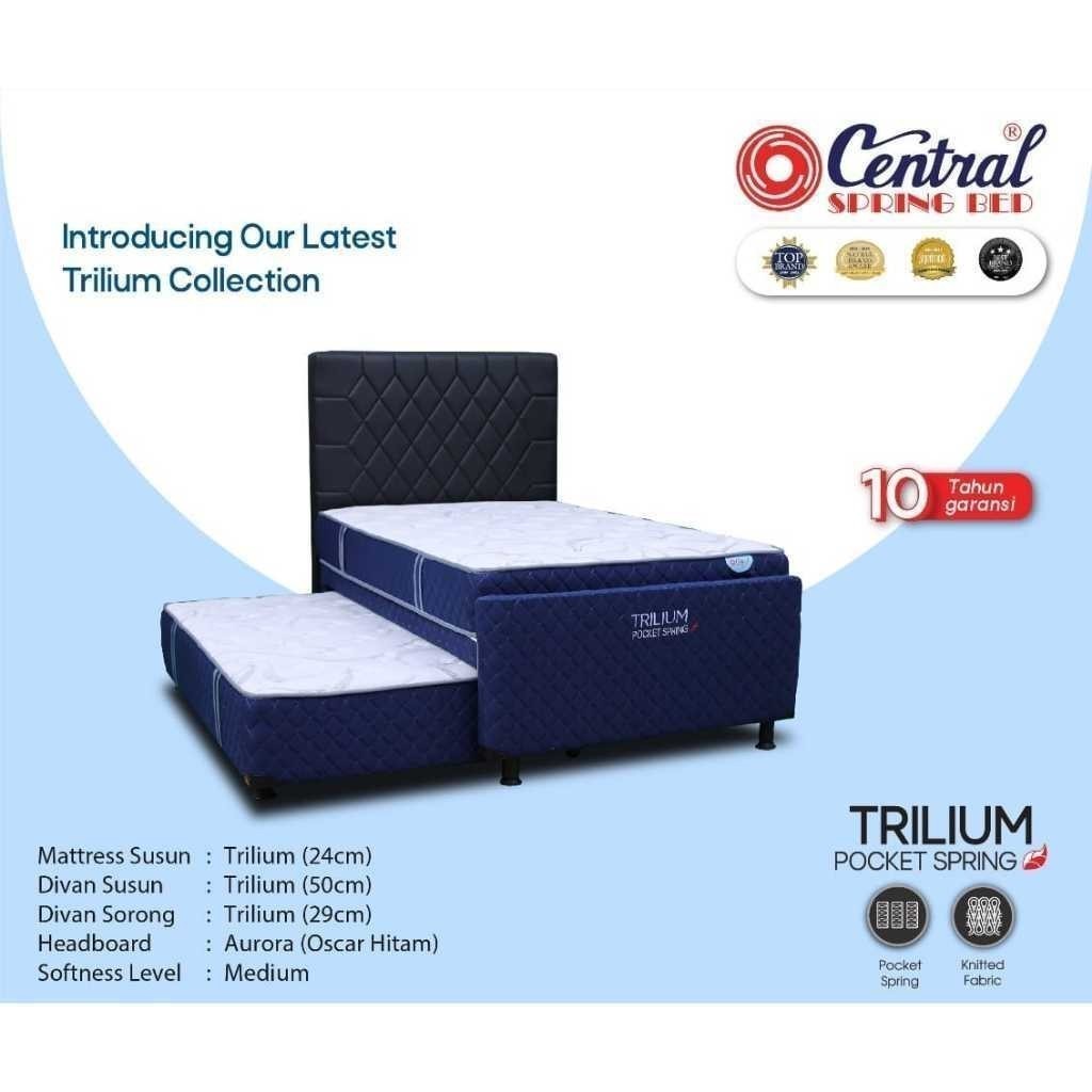 1 Set Silver  Trilium Pocket Central (Sorong 3in1) - SpringBed Central 3 IN 1 / Kasur Sorong Central