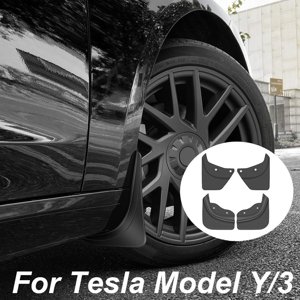 Front and Rear Decated TPE Mudguard For Tesla Model 3 Model Y Juniper 2021-2025 Car Accessories