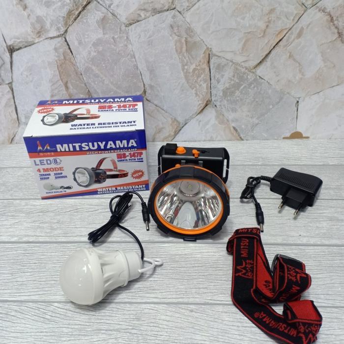 Senter Kepala Cahaya Putih Mitsuyama MS-147P Bonus Bohlam 7 Watt - ms147p