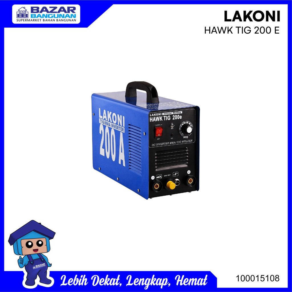 MESIN LAS TRAFO / TRAVO LISTRIK INVERTER LAKONI DC HAWK TIG 200 E 200E