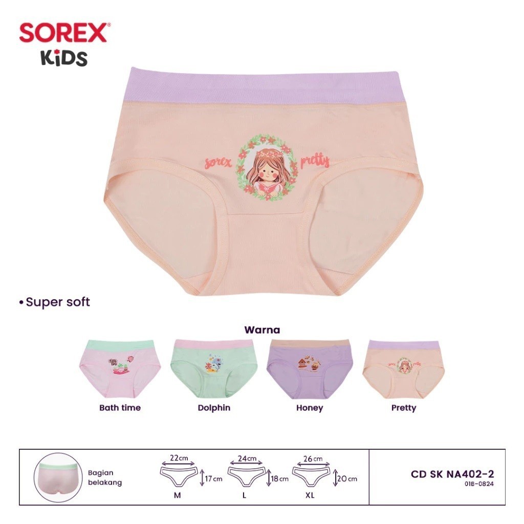 ( 6 Pcs ) CD Sorex Kids 402 Super Soft, Celana Dalam Anak Perempuan, CD Sorex Anak, Jamil Grosir