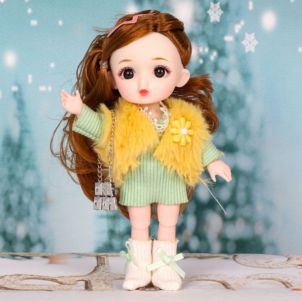 Full Set Doll Big Eyes 16cm BJD Doll 1/12 Scale Movable Cute Face BJD Doll 16cm Figure 13 Joints Bjd