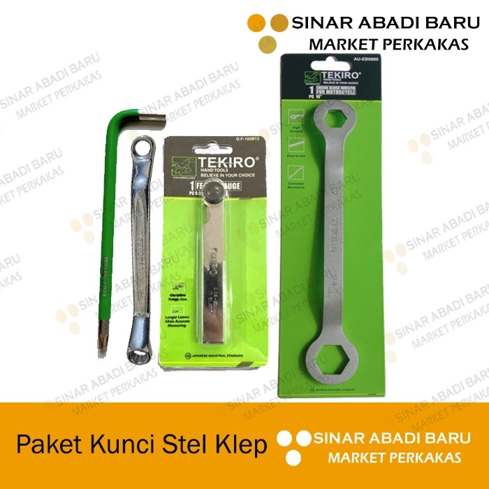 PLAOSANSTORE Paket Feeler Puller Gauge + Kunci Stel Klep L T40 + Kunci Double Ring 8-9 + Kunci Tutup