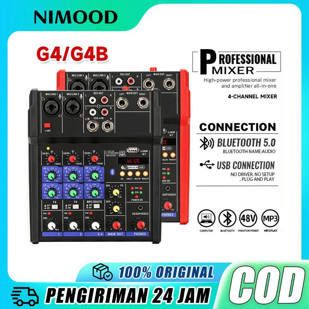 Saluran Profesional Mixer Portabel AUDIO MIXER G4B BLUETOOTH,USB,RECORD,SOUND CARD,REVERB Mixer Audi