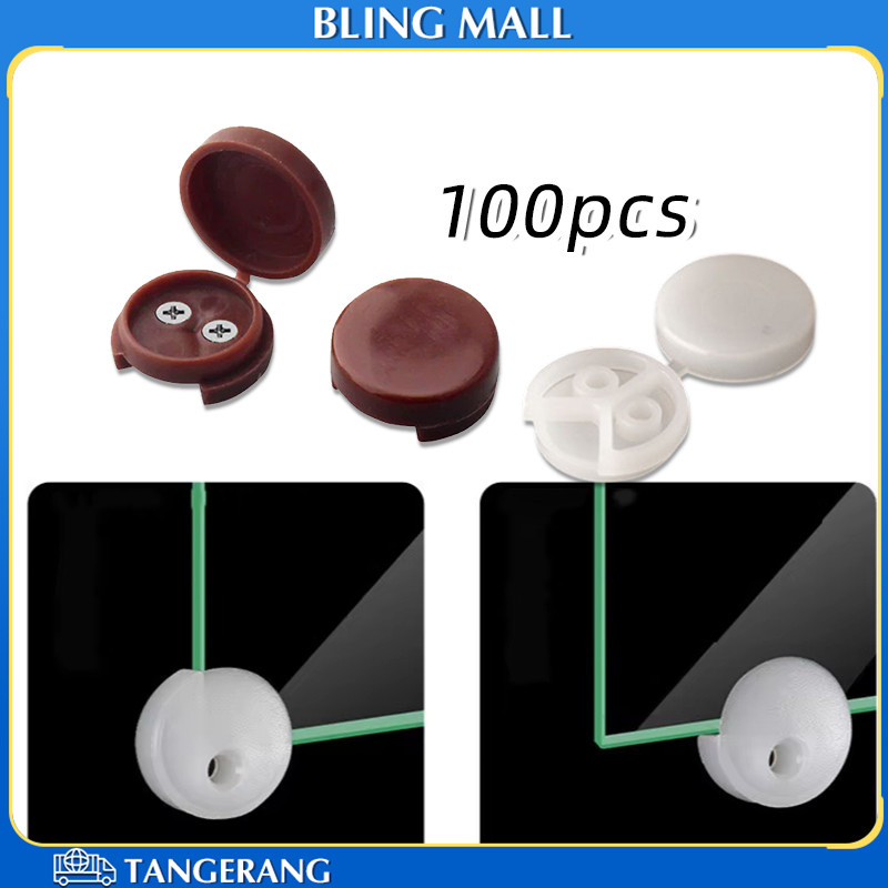 100PCS/Tas Klem Jepit Kaca Cermin Plastik Warna Putih, Cokelat Kelem Penjepit Kaca Lemari PP Untuk M