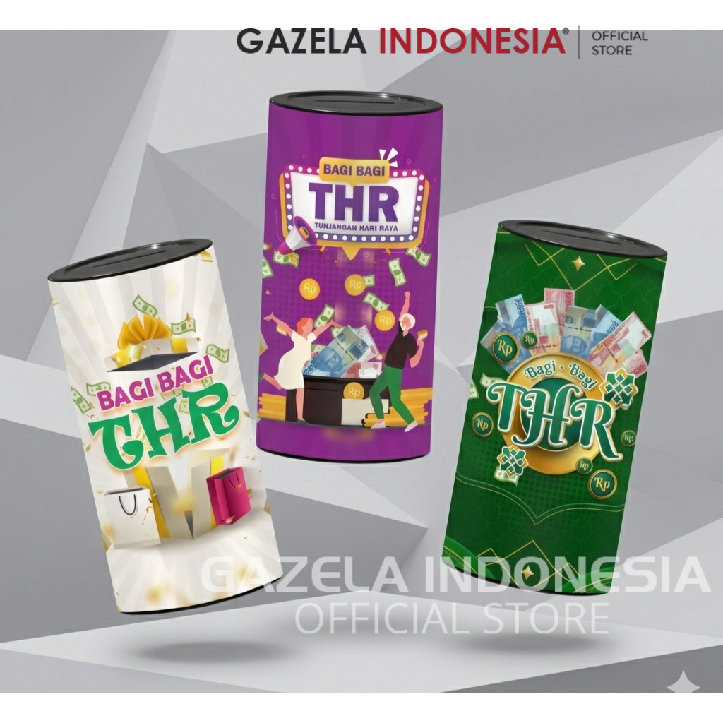 Celengan Target Anak Plastik Buka Tutup Permanent  Tema THR Lebaran Idul Fitri 20cm  Jumbo Anti Peny