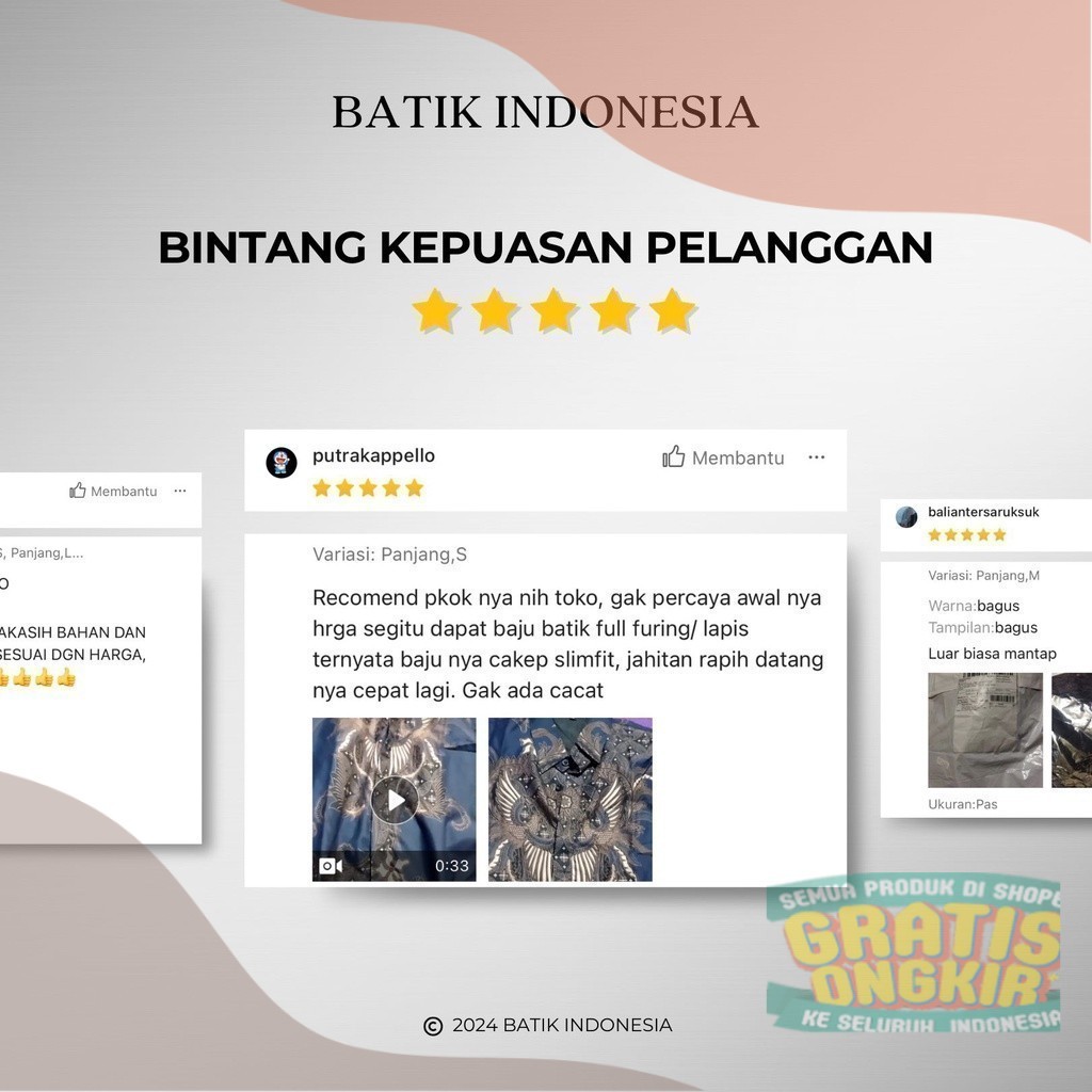 Batik Indonesia Motif GARUDA Kemeja Batik Slimfit Lapis Furing idn.idpakaian pria lainnya