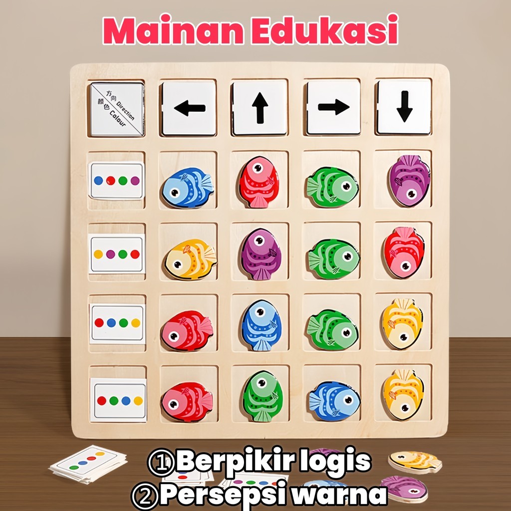[1 Set]Pembelajaran Arah Logika Mainan Edukasi Anak  5 Tahun Mainan Kayu Edukasi Anak Permainan Eduk