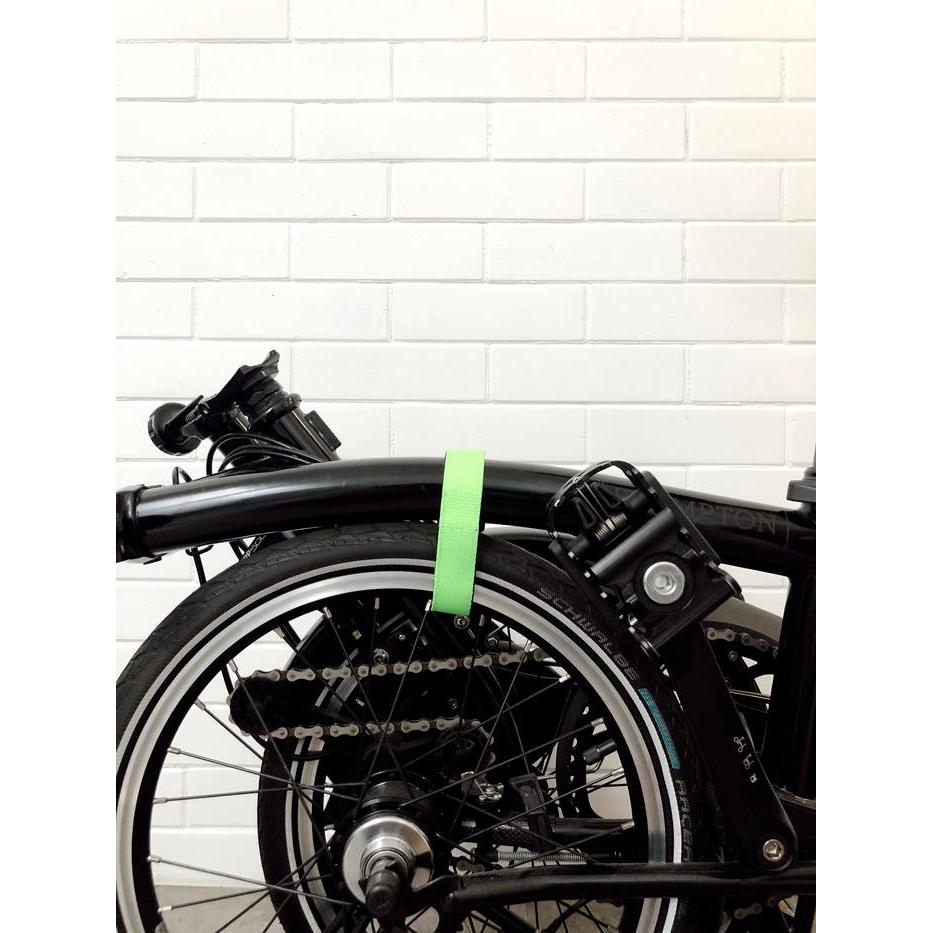 color block folding bike 16inch strap adjustable velcro - lime