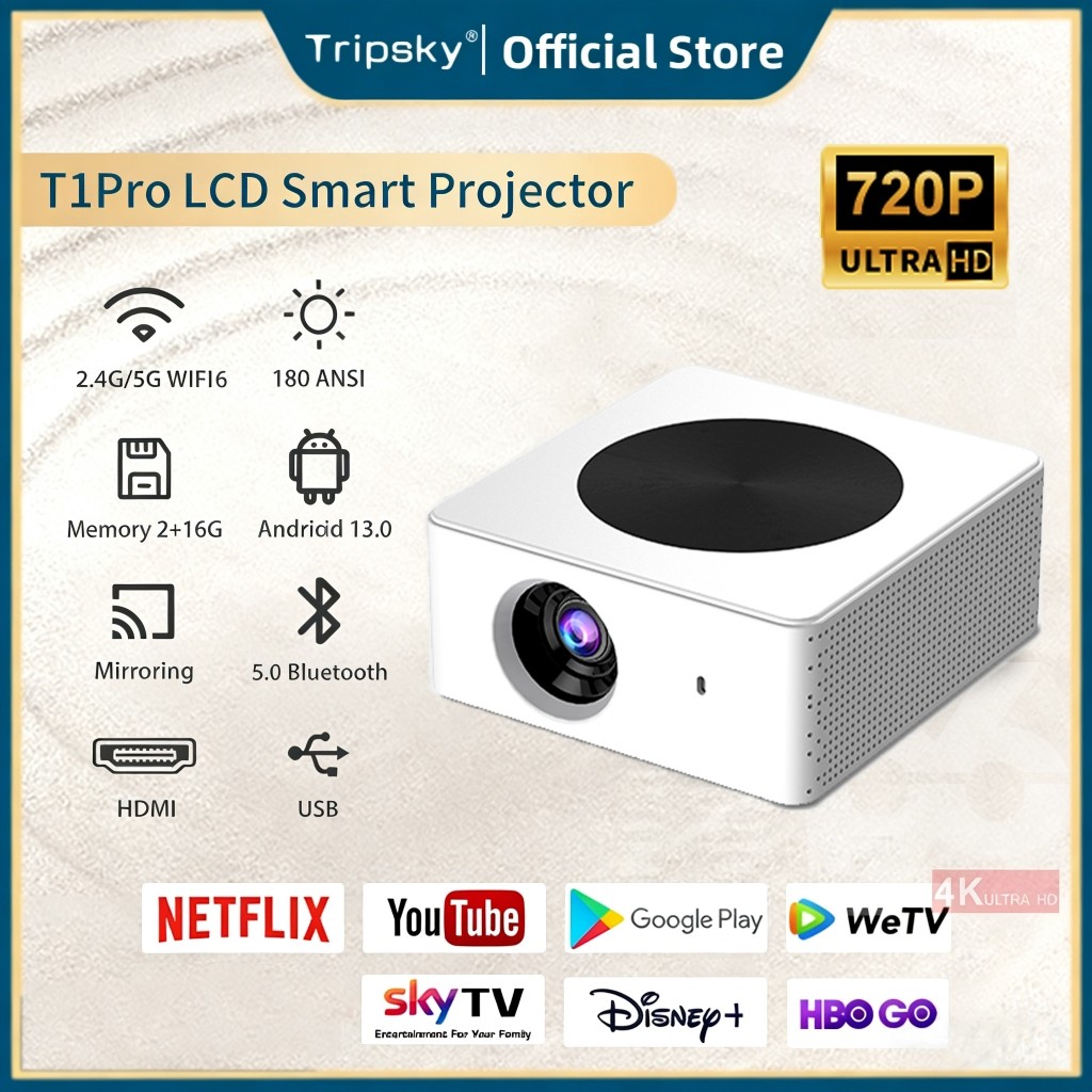 WSN - SALE Terlaris Tripsky T1pro Proyektor mini Portable Lcd Proyektor Android mini Home Theater An