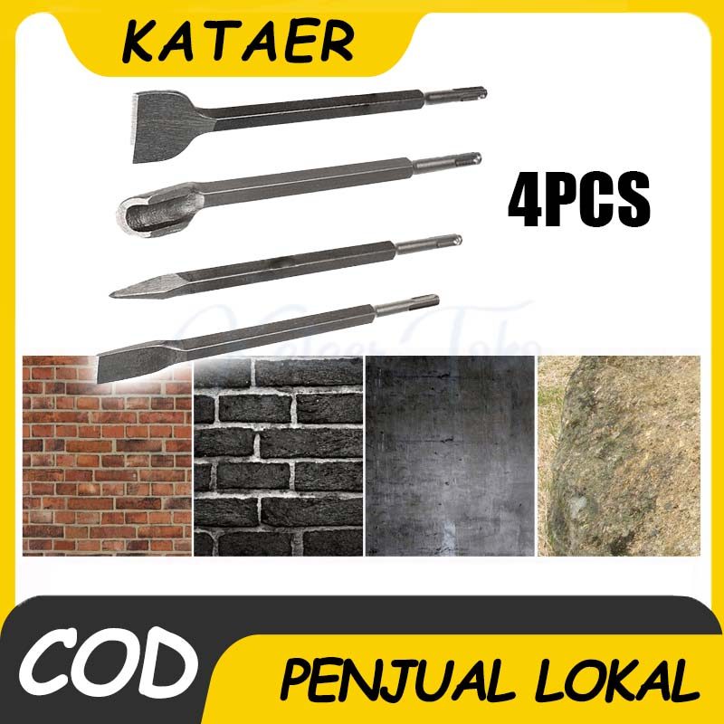 4Pcs Set Mata Bor Bobok Beton SDS Plus Pahat Flat Chisel 250Mm Untuk Bor Listrik