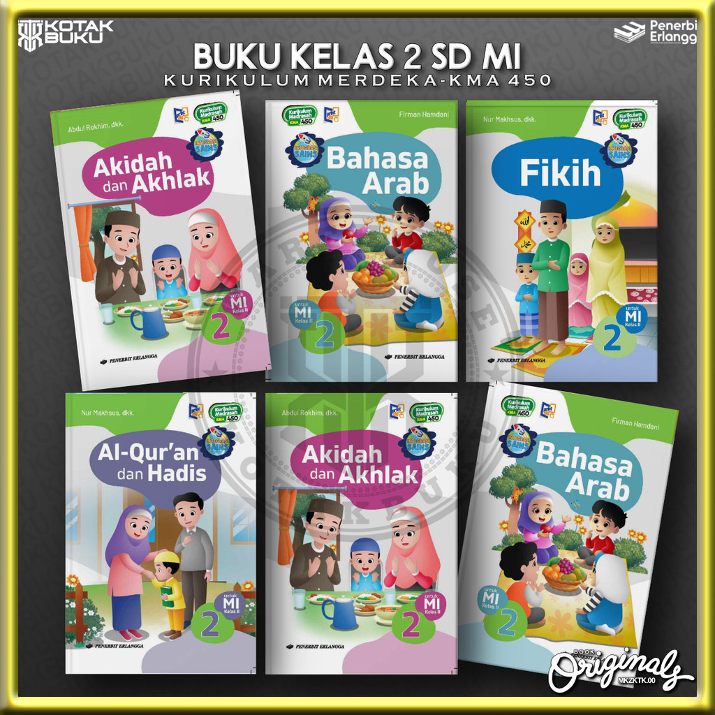 [ Erlangga ] Buku Kelas 2 MI SD / Madrasah Ibtidaiyah / Kurikulum Merdeka / KMA 450
