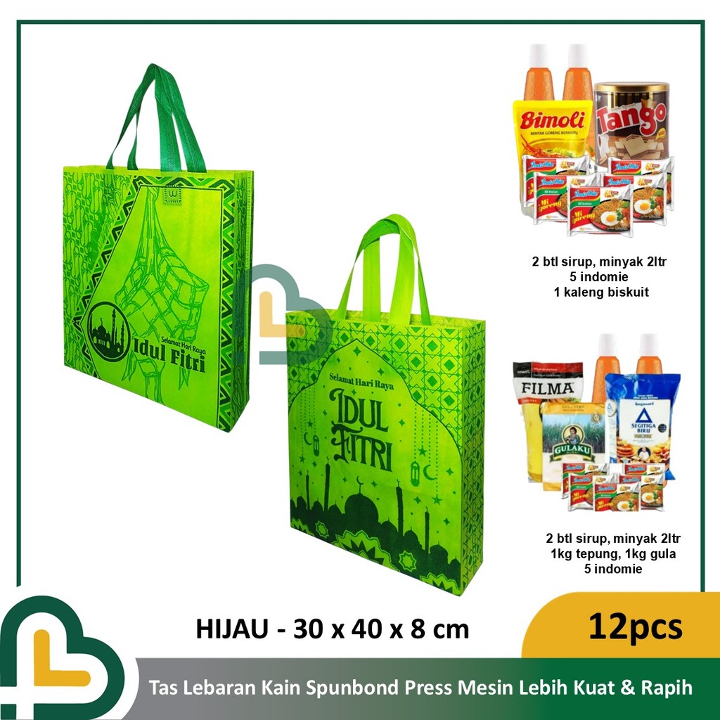 Tas kain Spunbond Atau Premium PRESS Lebaran Paket Idul Fitri Ramadhan Syukuran THR Hampers Sembako 