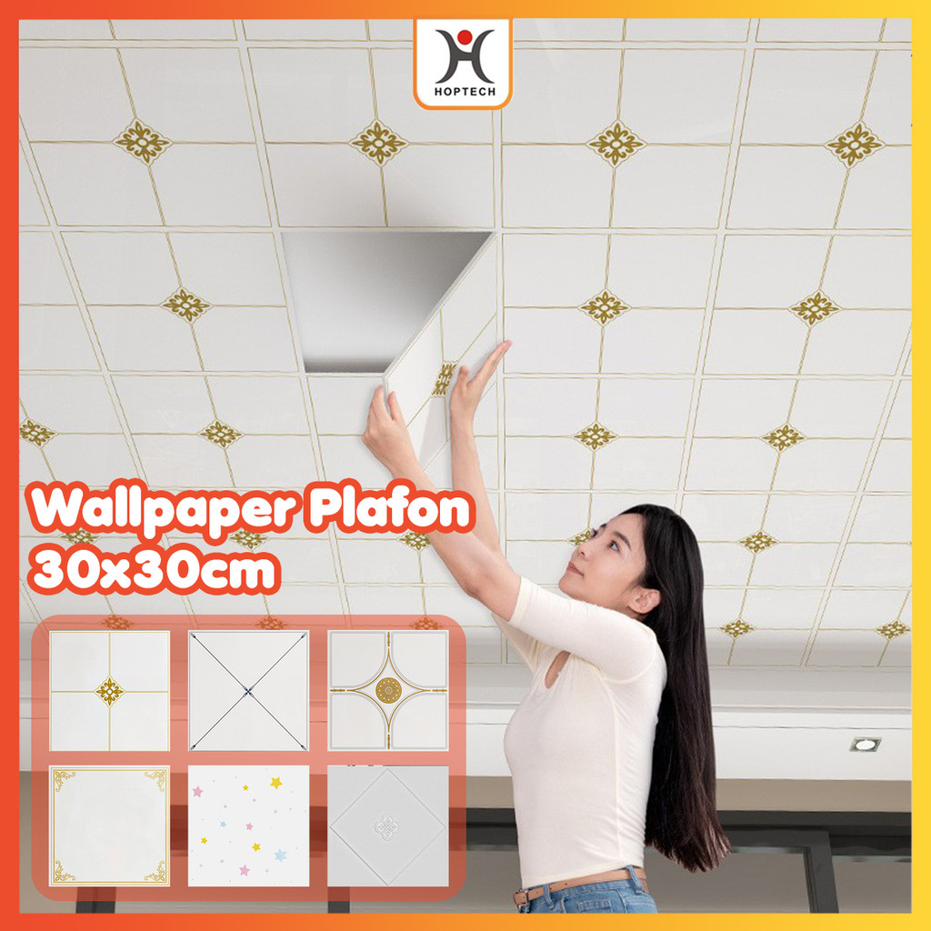 Hoptech - Plafon PVC Motif Keramik 30x30 cm Anti Air Wallpaper Langit-Langit Dekorasi Modern