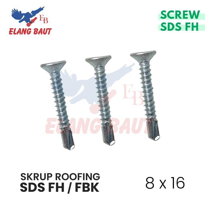Skrup SDS FH 8x16 / Sekrup Roofing Baja Ringan Flat Head 8 x 16 FBK