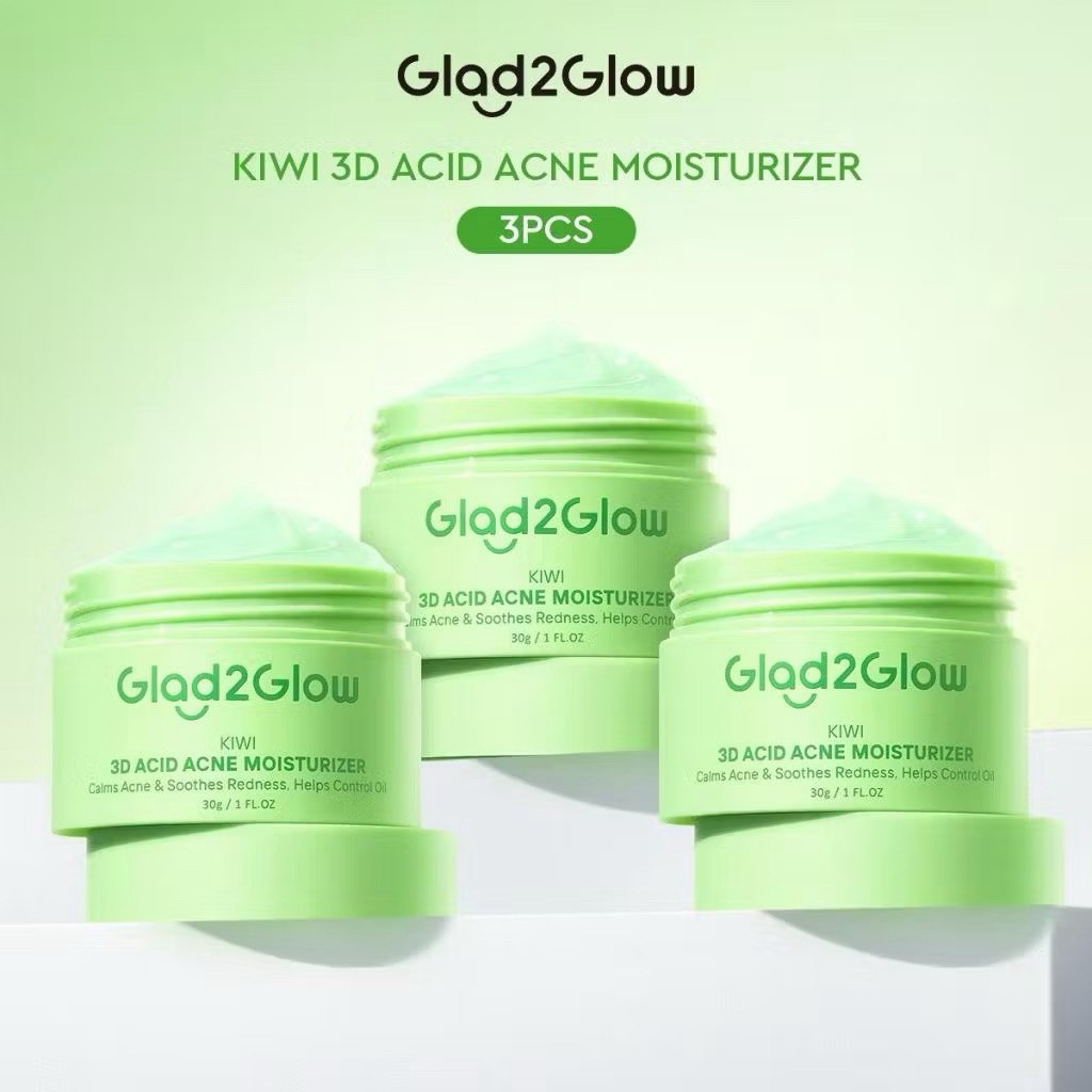 GLAD2GLOW Kiwi 3D Acid Acne Moisturizer Pelembab Wajah Mencerahkan Pencerah Wajah&Penuaan Hilangkan 