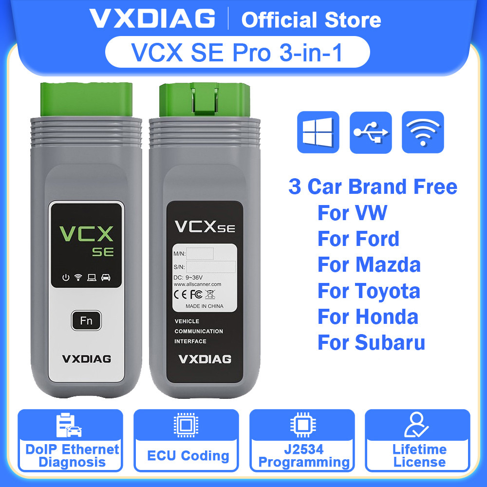 VXDIAG VCX SE Pro 3 in 1 VX308 Alat Diagnostik Pemindai OBD2 Mobil untuk VW GM Toyota Honda JLR Ford