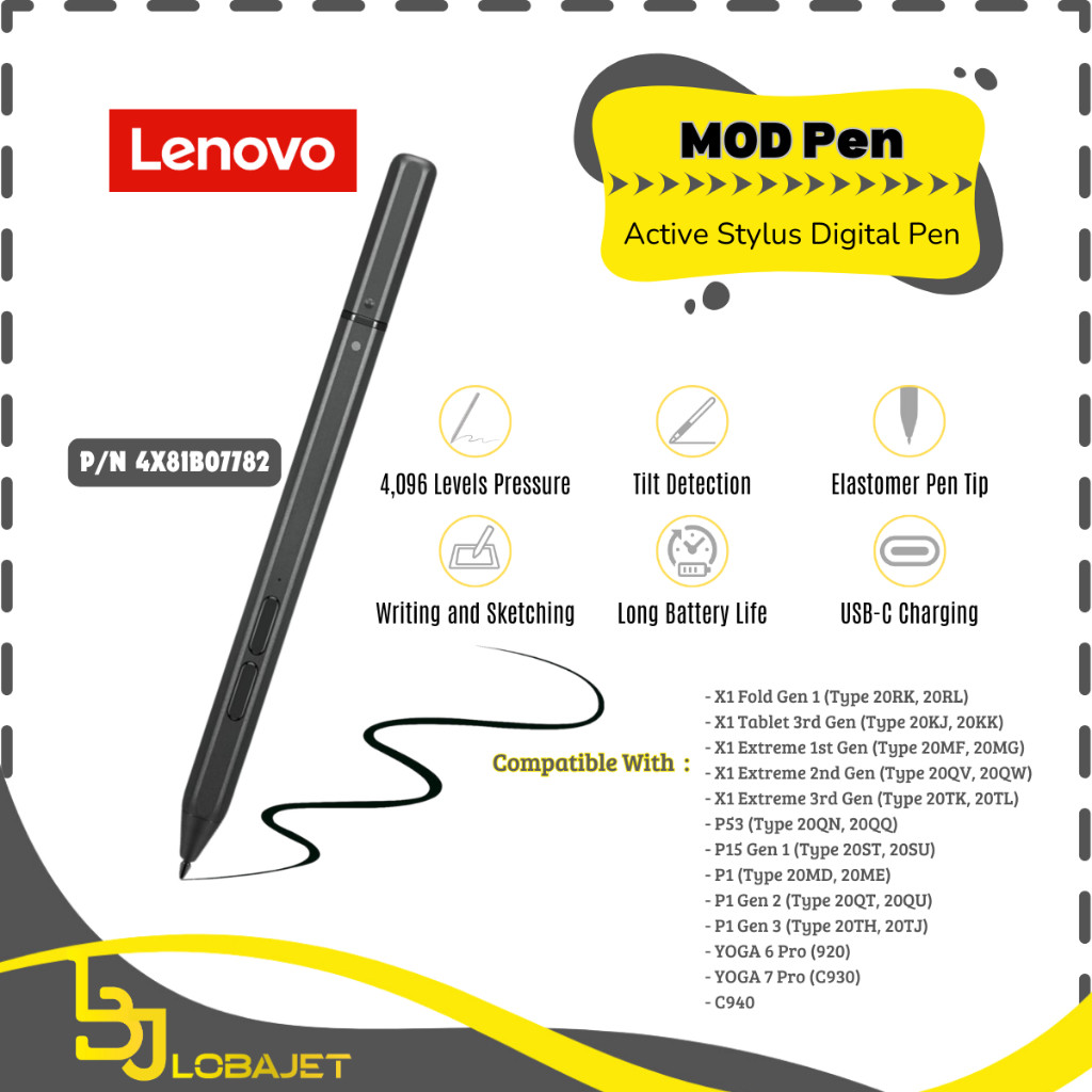 LENOVO MOD Pen - Active Stylus Digital Pen for Lenovo Thinkpad X1 Fold Gen 1 - 4X81B07782