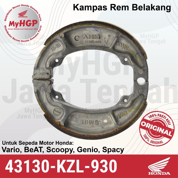 43130KZL930 Kampas Rem Tromol Belakang Vario BeAT Scoopy 43130-KZL-930 43130 KZL 930