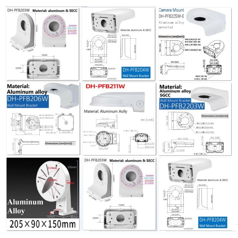DAHUA CCTV Camera Mount Bracket Compatible with DH-PFB211W DH-PFB203W DH-PFB204W DH-PFB205W-E DH-PFB