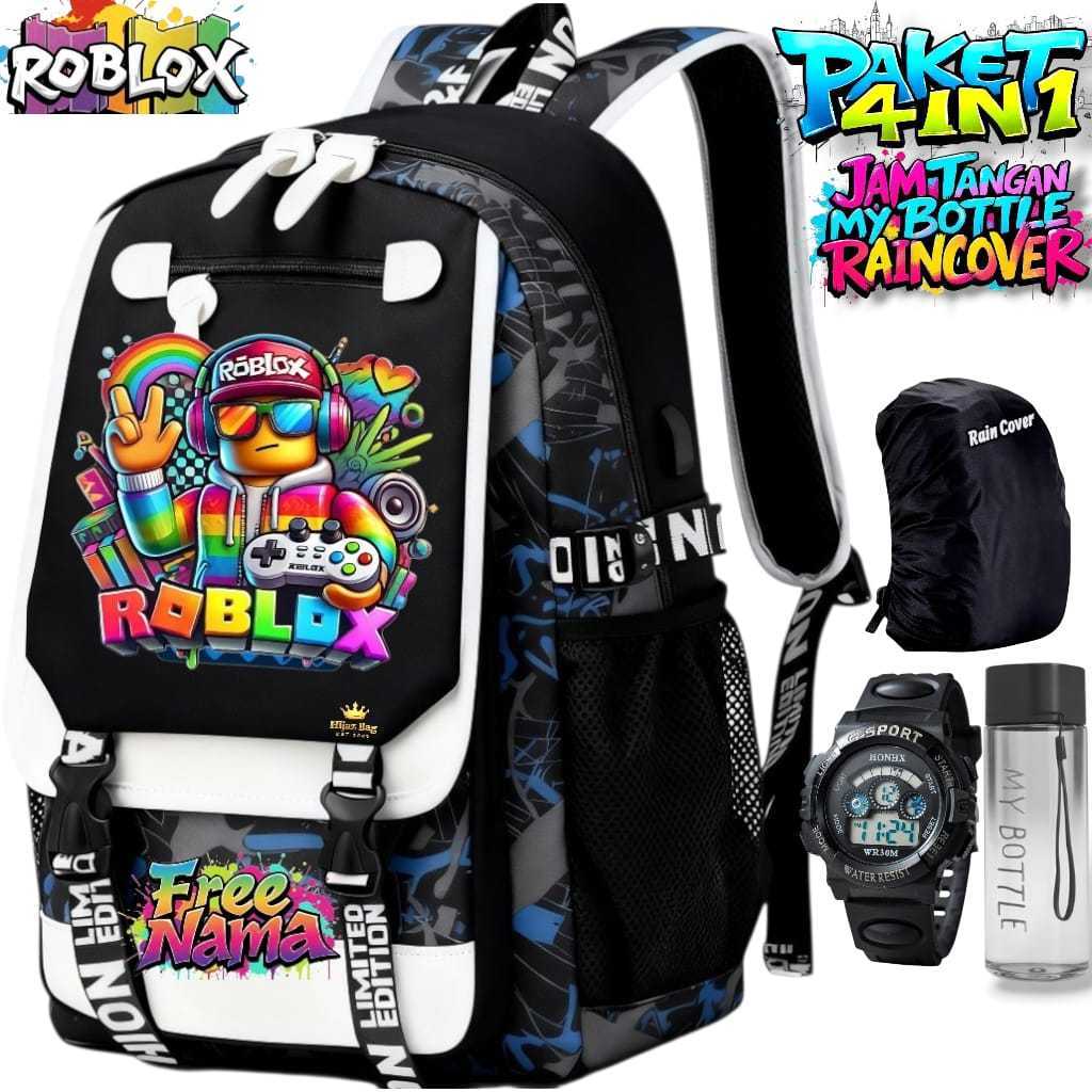 SPS - TAS RANSEL SEKOLAH ANAK SD SMP LAKI LAKI PEREMPUAN KARAKTER ROBLOX GRATIS NAMA FASHION