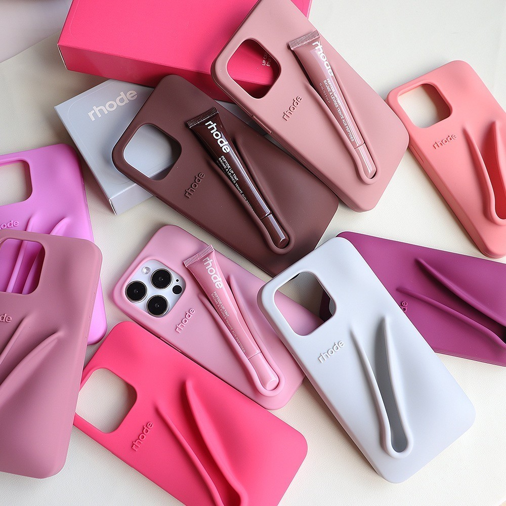 Hot (Dengan Logo) rhode Lipstick Soft Silicone Phone Case Untuk iPhone 13 14 15 Plus Pro Max Portabl