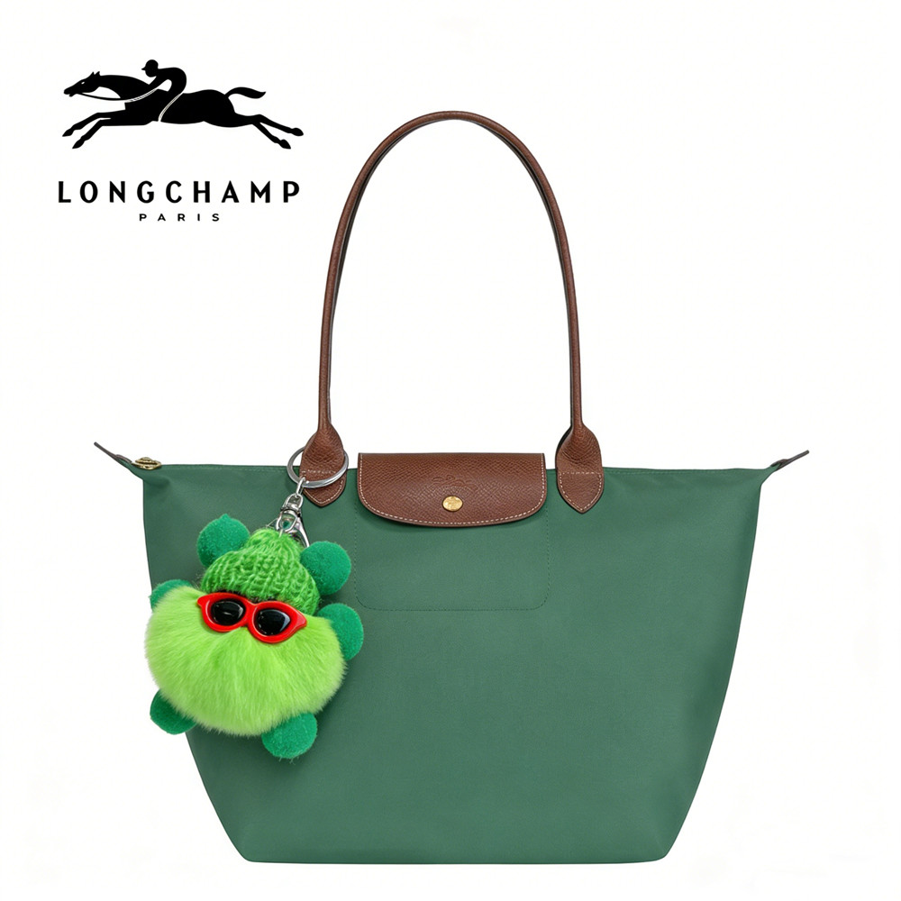 [Termasuk Charm] LONGCHAM* Tas Tote Wanita Model Baru 2026 Warna Sage Green Ukuran Besar dengan Panj