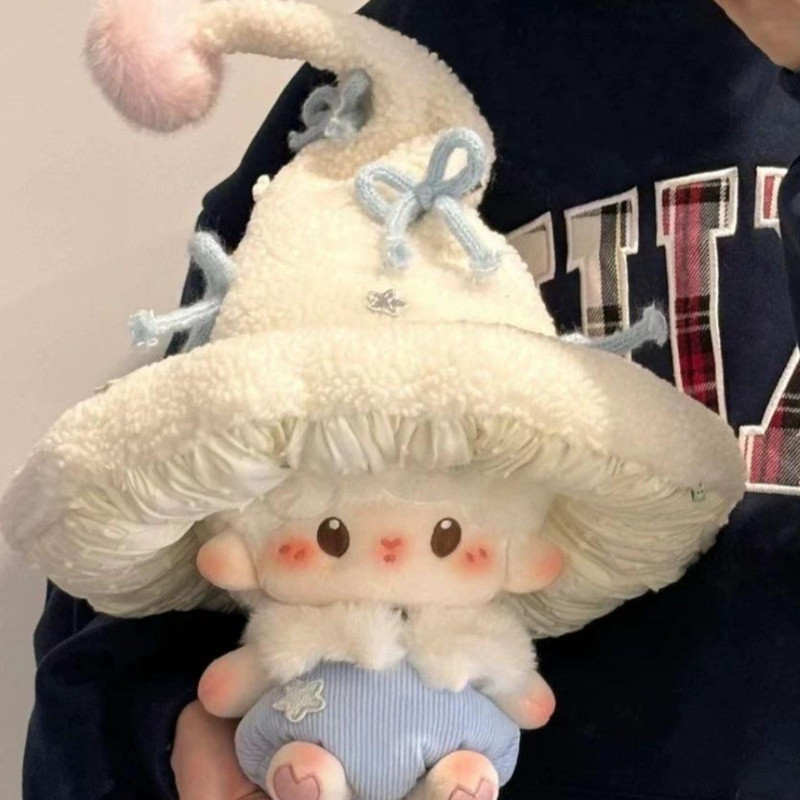 White mushroom hat 10cm cotton doll baby clothes cute doll mini Kawai soft waxy baby clothes snow mu