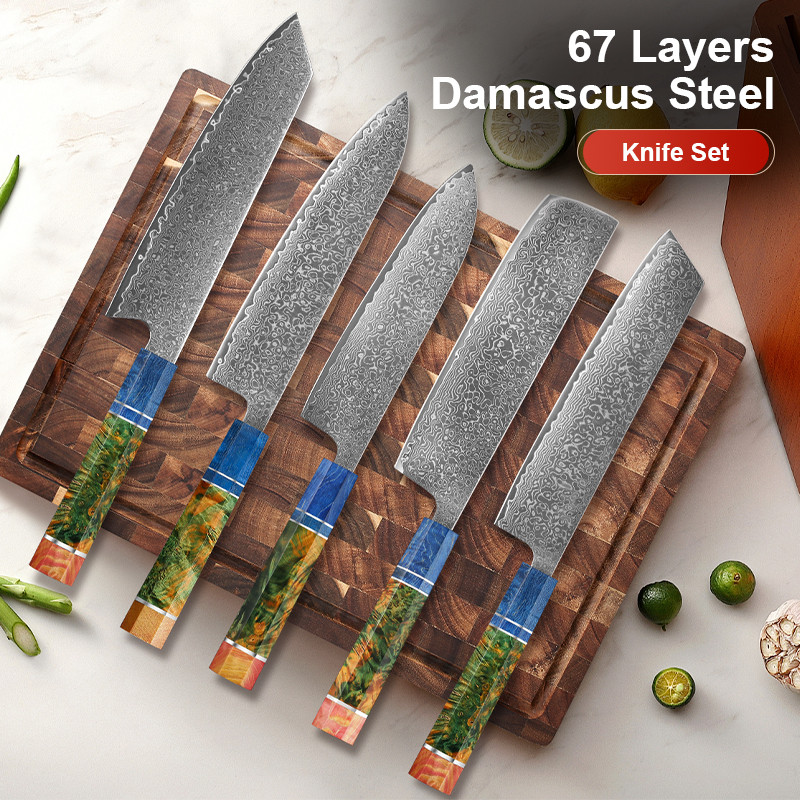 15 PCS Kitchen Knife set Damascus Steel Japanese chef Knife Santoku Knife Nakiri Knife kiritsuke kni