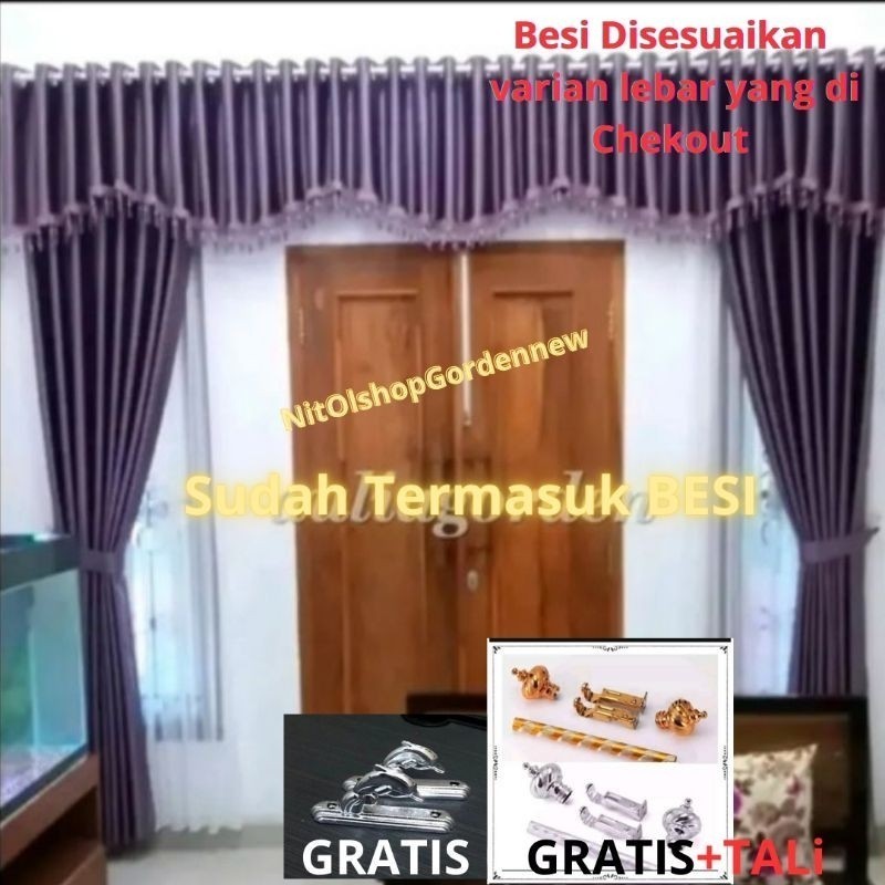 TRISAKTI1 SETT GORDEN PONI M  + BATANG GORDEN   set gorden pintu tengah Ruang tamu Lengkap dengan pi