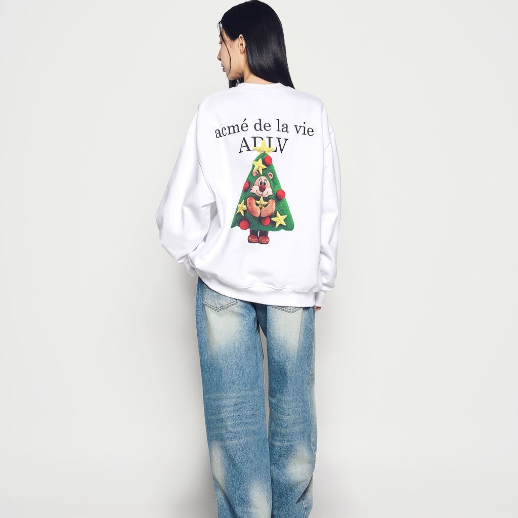COD [ADLV] Ac Bear Tree Sweatshirt White - Sweater Oversized Fit Unisex Acme De La Vie
