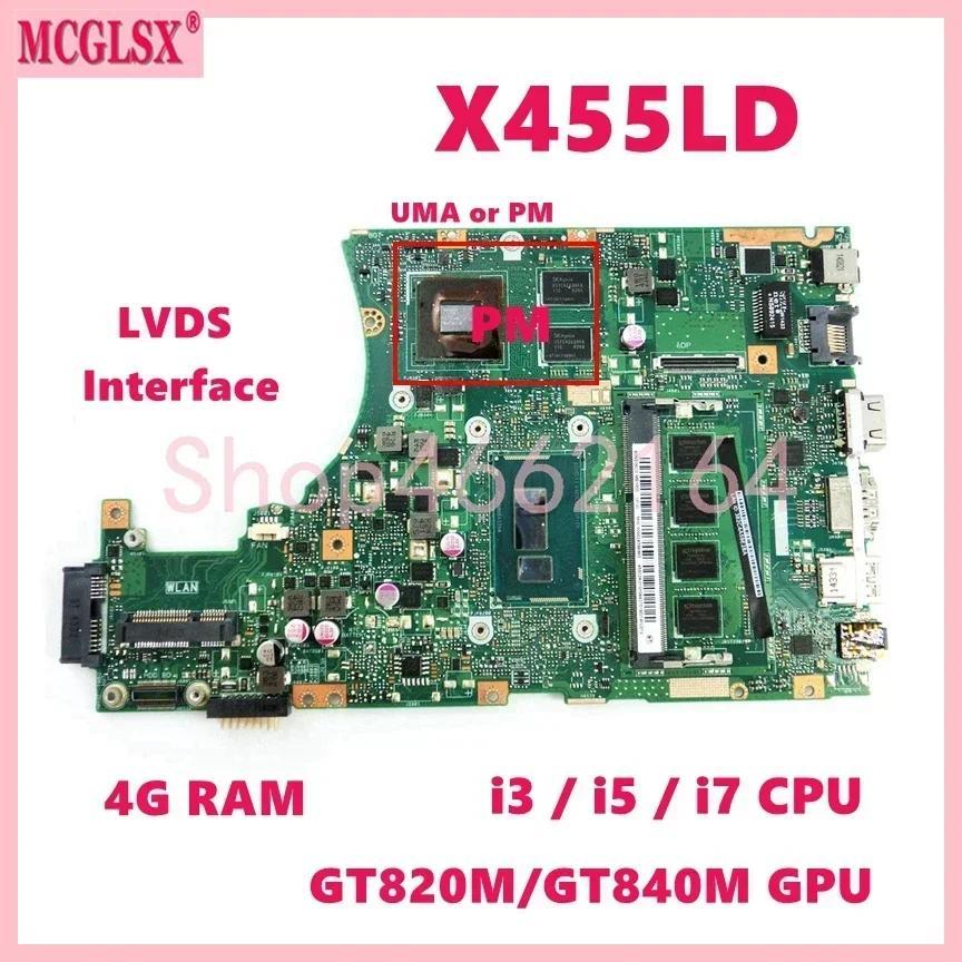 X455LD  i3 i5 i7 CPU Mainboard For ASUS X455L X455LF X455LJ X455LD A455L F454L X455LA X455LAB X455LN