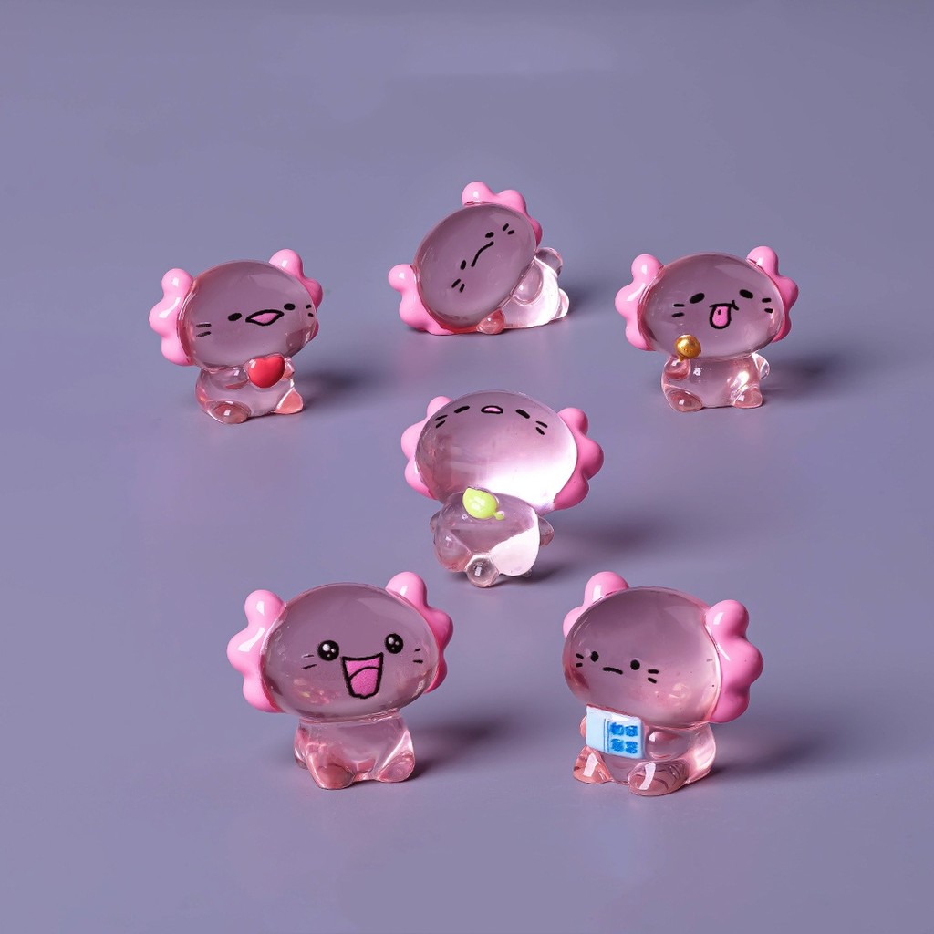 30pcs Mini Resin Pink Axolotl Miniature Cartoon Axolotl Ambystoma Tiny Animal Figures Ornament for Y