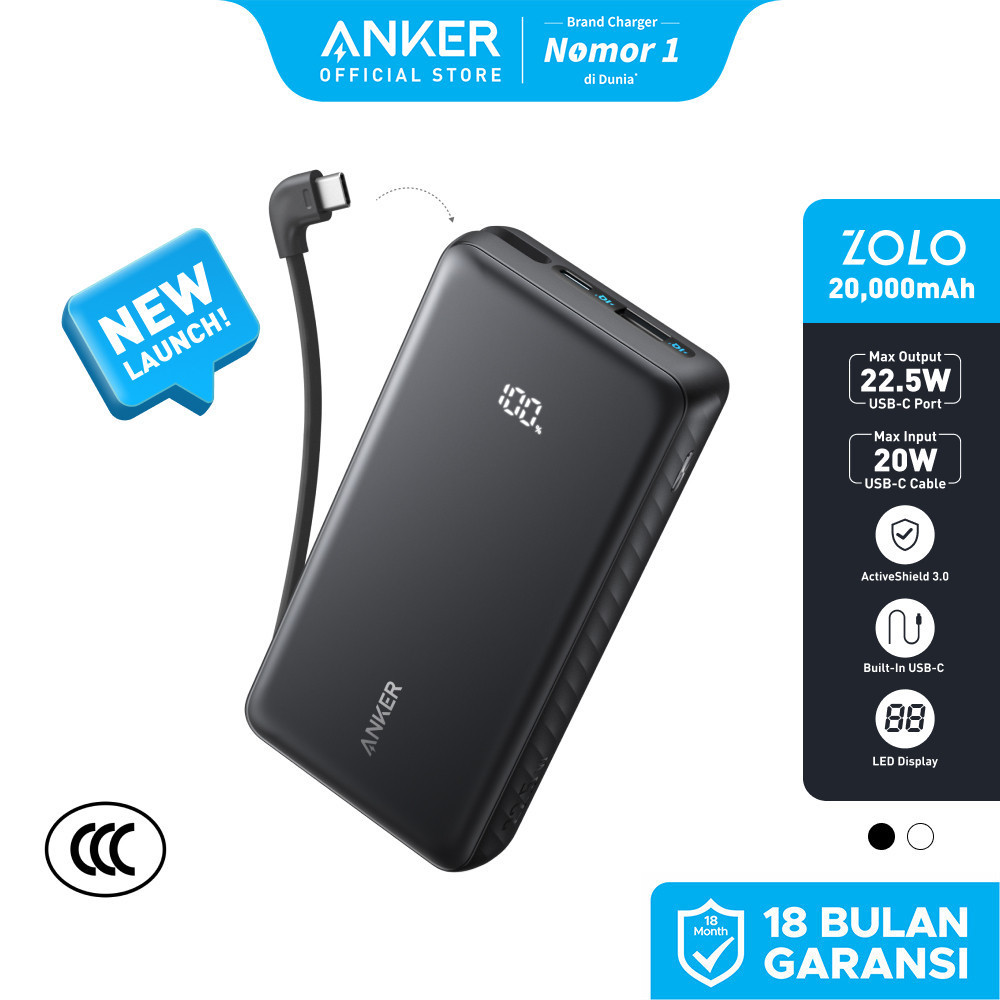 Anker Zolo Powerbank CCC Certified 20000mAh 3 Port USB type A/C