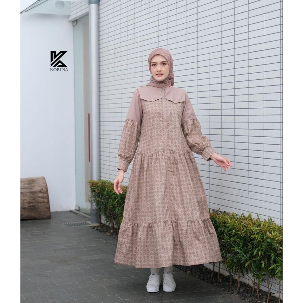 PROMO RAMADHAN gamis by korina,Gamis Zevana Midi dress by Korina, midi dress korina, midi dreess mot