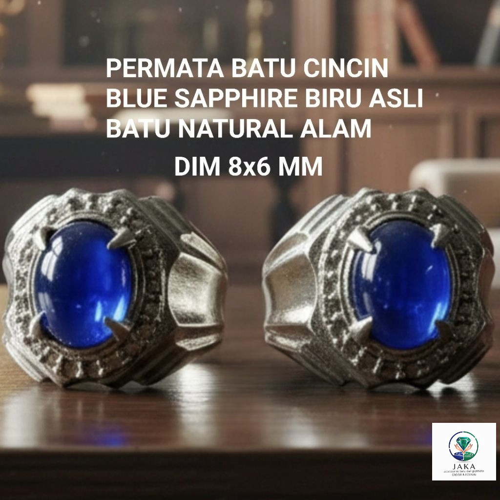 Permata batu cincin blue sapphire biru asli batu natural alam