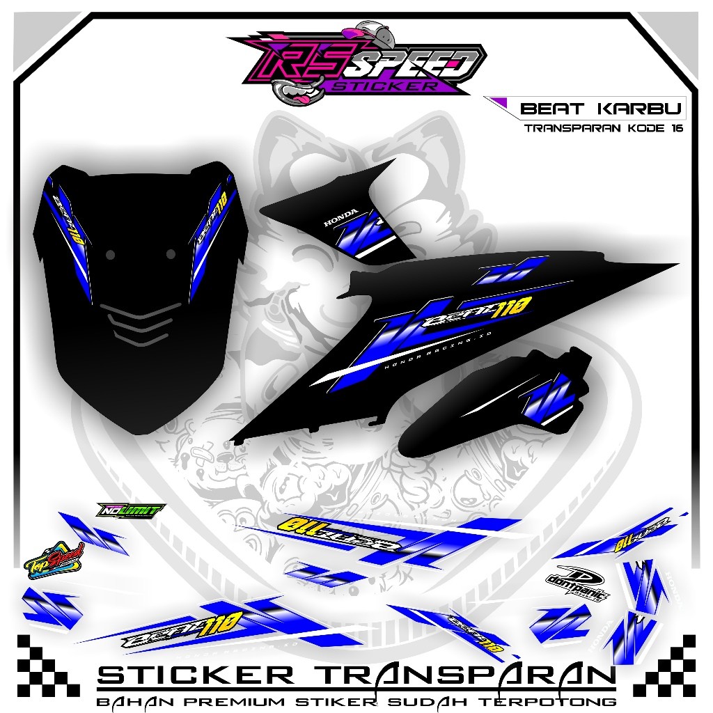STRIPPING BEAT KARBU 2010 VARIASI STIKER BEAT KARBU 2010 UV TRANSPARAN KODE 18 BAHAN PREMUM
