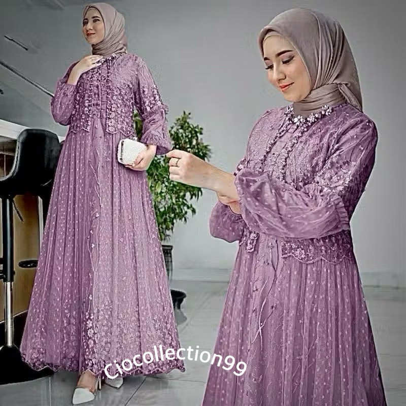 Maxi Bianka Gamis Pesta Brukat Dres Kondangan Remaja Wanita Kekinian Gamis Brukat Terlaris